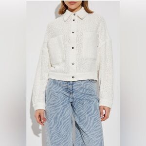 Iro Paris Pabli tweed bomber jacket in white 34